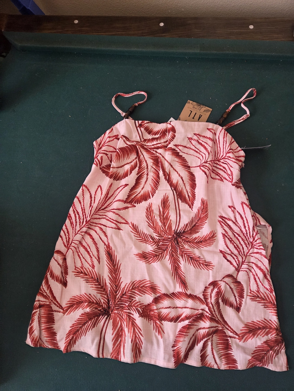 Pink Tropical Palm Print Tank Top